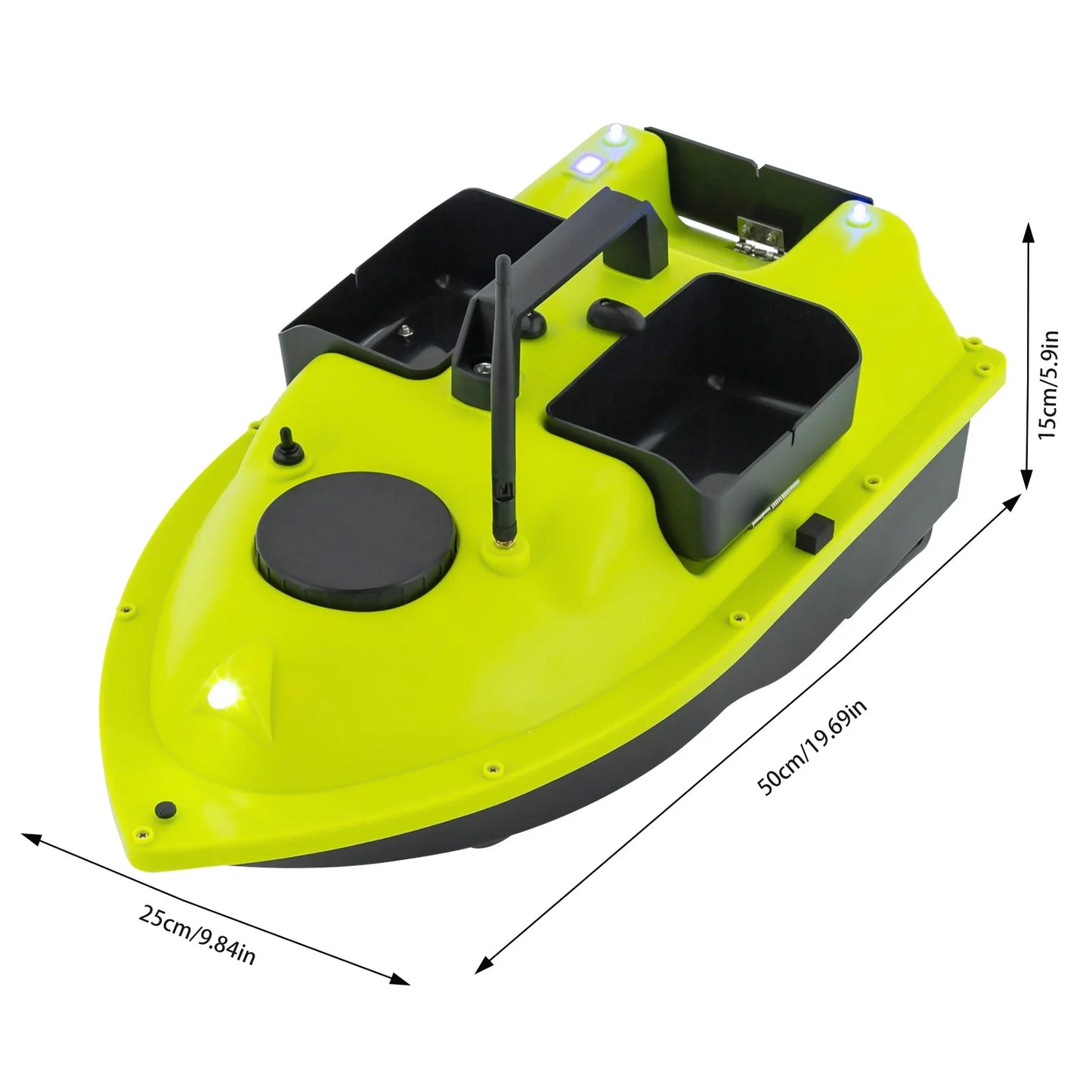 Long-Lasting Remote Control Bait Boat 2*5200mAh Batteries (90min Use) & 1968ft Range, LCD Screen For Easy Operation