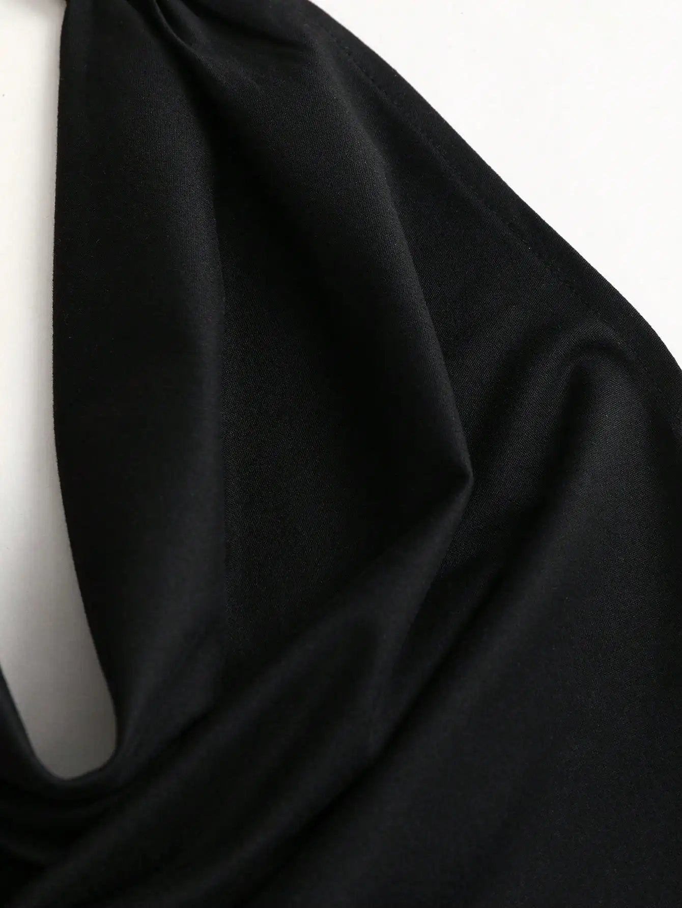 Black Plunging Neck Halter Tie Back Sleeveless Bodycon Mini Dress