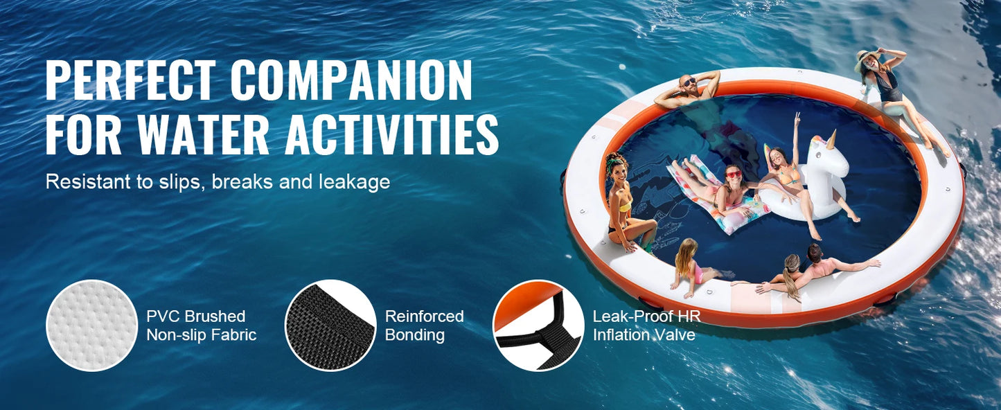 SucceBuy Inflatable Floating Dock 10x8FT Non-Slip Water Detachable Ladder Portable Carrying Bag Floating Platform Island Raft