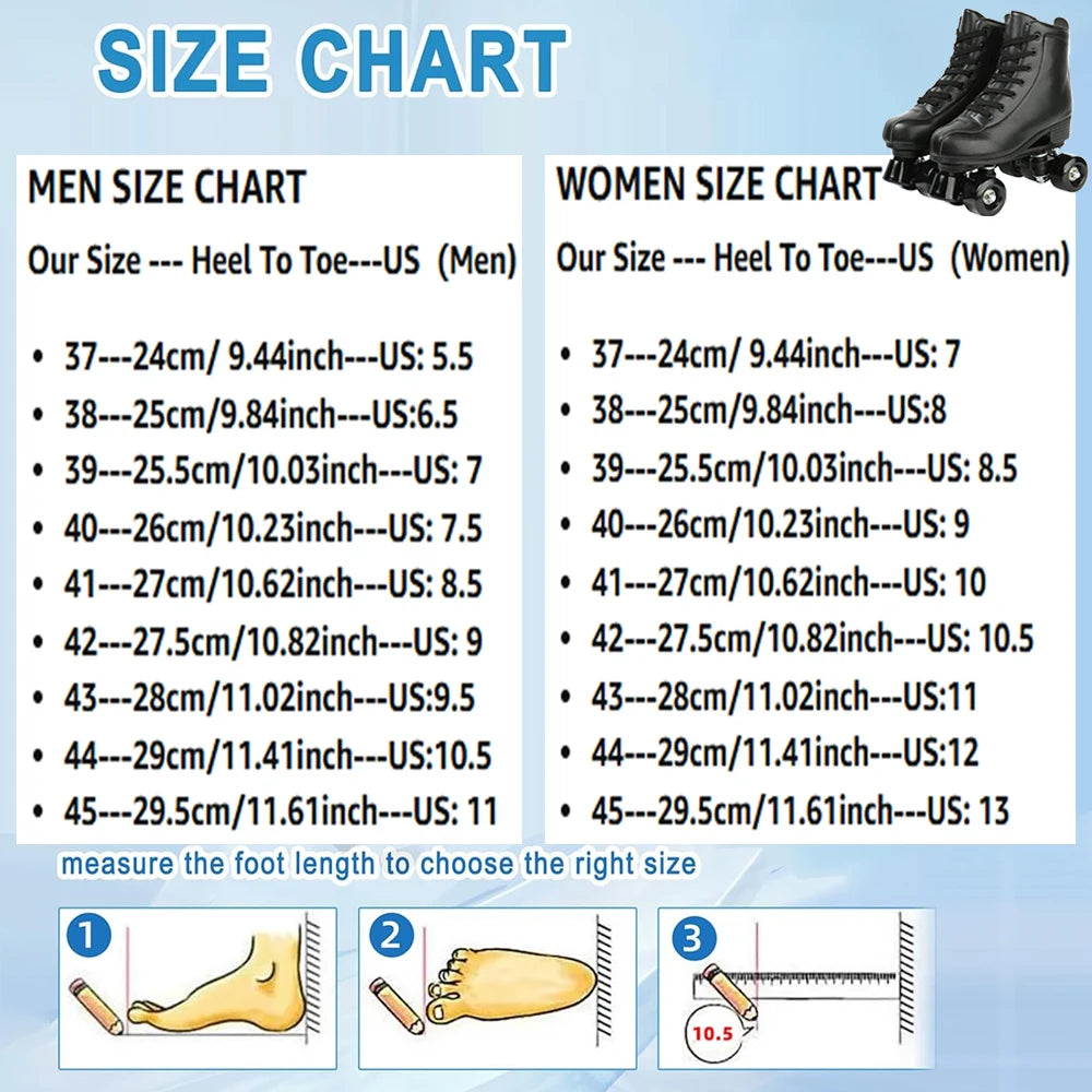 Outdoor Skating Sport Shoes PU Leather Roller Skates Skating Shoes Quad Skates Sneakers Beginner Men Women Roller Skating Shoes