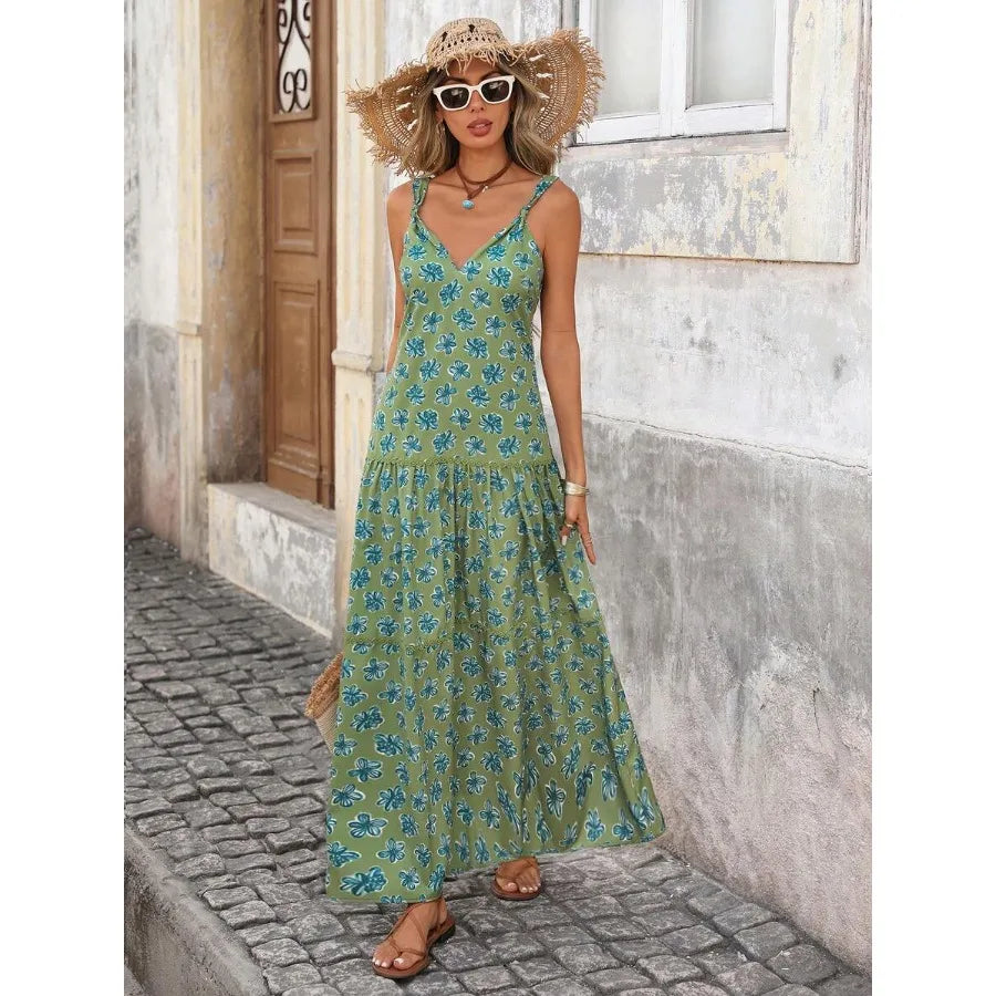 【New style】Women's Sleeveless A-Line Floral Print Dress, Casual Vacation Waist Cinched, Spring/Summer, Spring Clothes Women, Su
