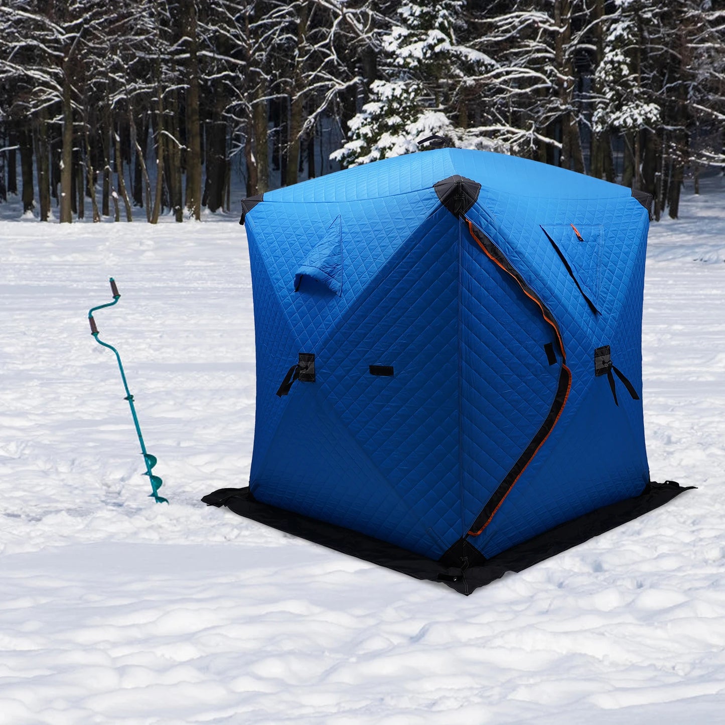 Ice Fishing Insulated Tent, 1-2 Person Shelter, Portable Thermal Tent with Built-In Storage, Warm & Windproof Camping Tent