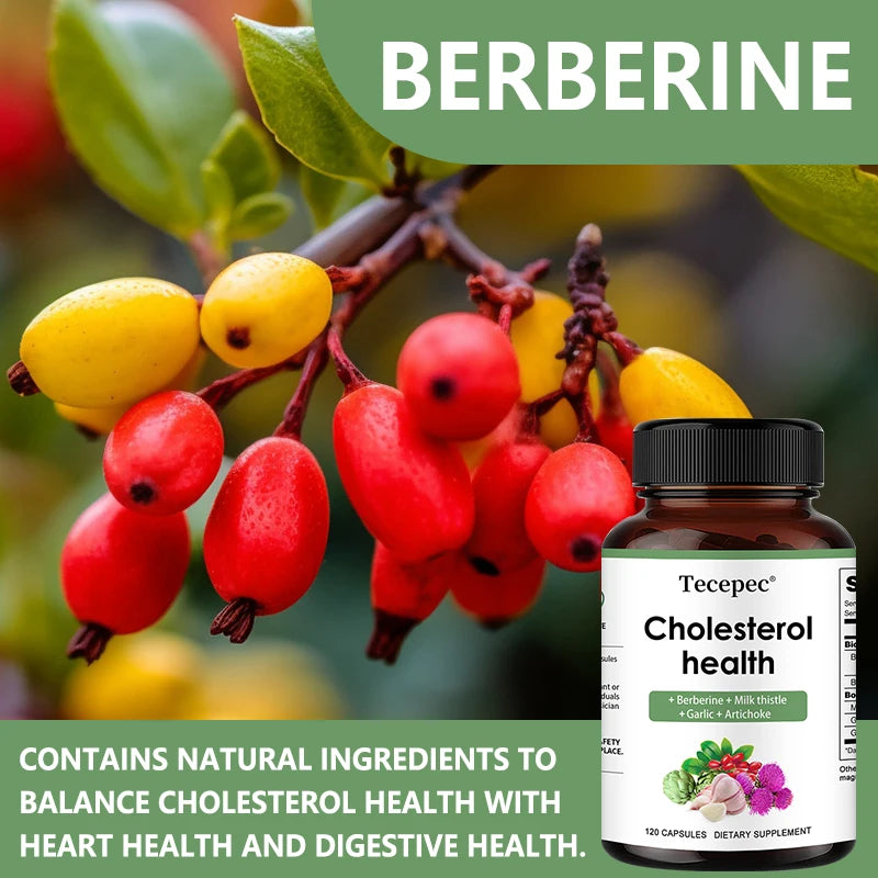 Cholesterol Support Supplement - Contains berberine, artichoke to support healthy cholesterol levels and natural heart health