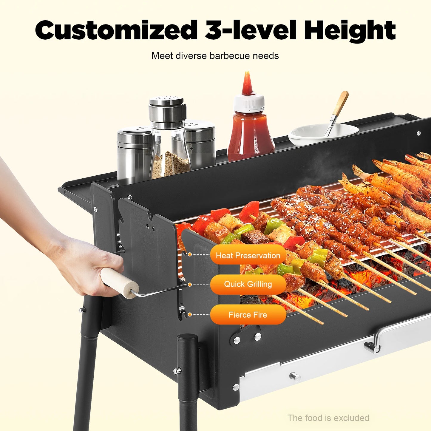Barbecue Charcoal Grill Stainless Steel Folding Portable BBQ Tool Kits for Outdoor Cooking Camping or Any Outdoor Event