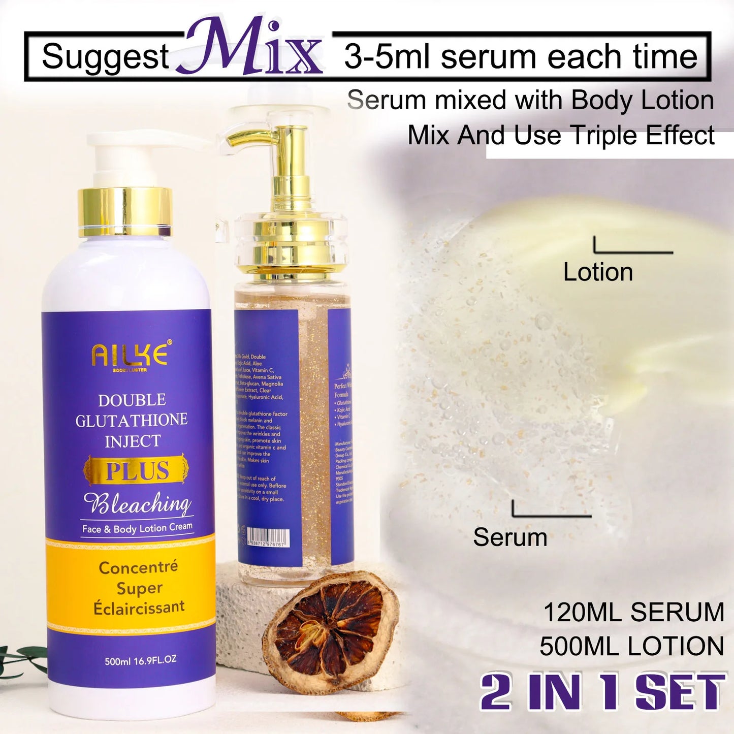 AILKE Body Milk For Brightening And Clearing Uneven Skin Tone, Moisturizes, Remove Black Spots, Whitening, For All Skin Types