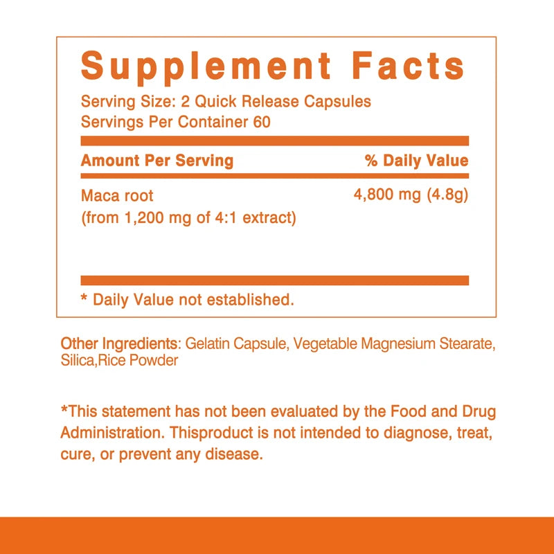 Maca Root 4800Mg - Supports Energy and Hormone Balance To Maintain Healthy Passion and Motivation - 120 Capsules