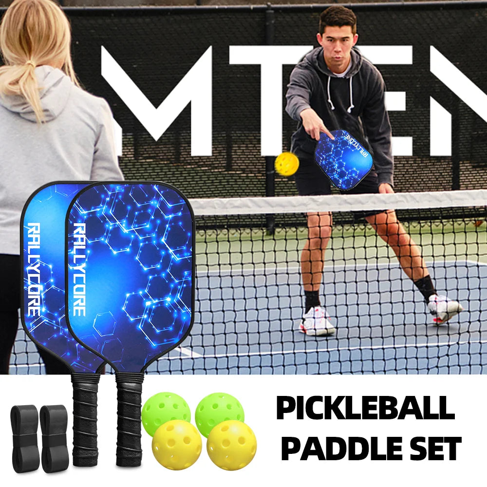 Pickleball Paddles Set of 2, Fiberglass Paddles with Friction Surface  Pickleball Rackets for Men & Women