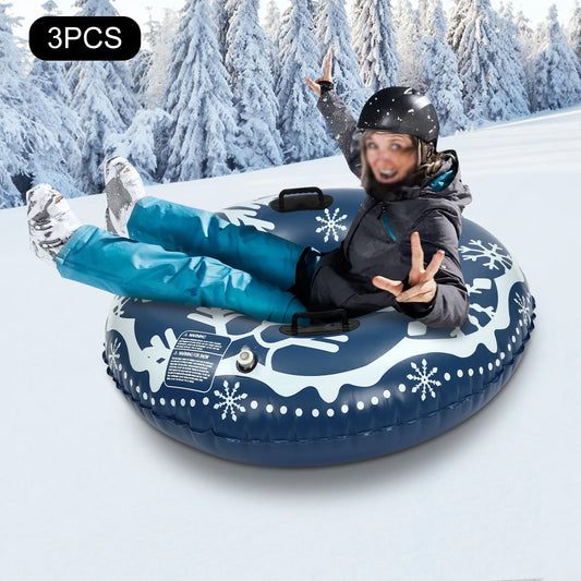 3PCS 40Inch PVC Ski Circle Inflatable Sledding Ring Snow Tubing Winter Snow Tube Snow Sleds for Kids and Adult