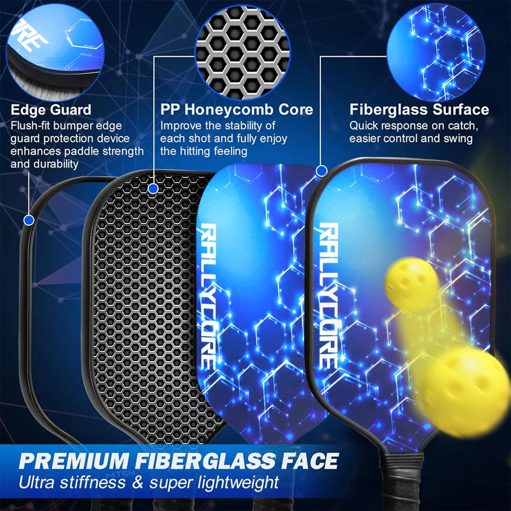 Pickleball Paddles Set of 2 with 4 Balls  Carry Bag  Premium Honeycomb Core Paddles for Indoor  Outdoor Play for Adults andYouth