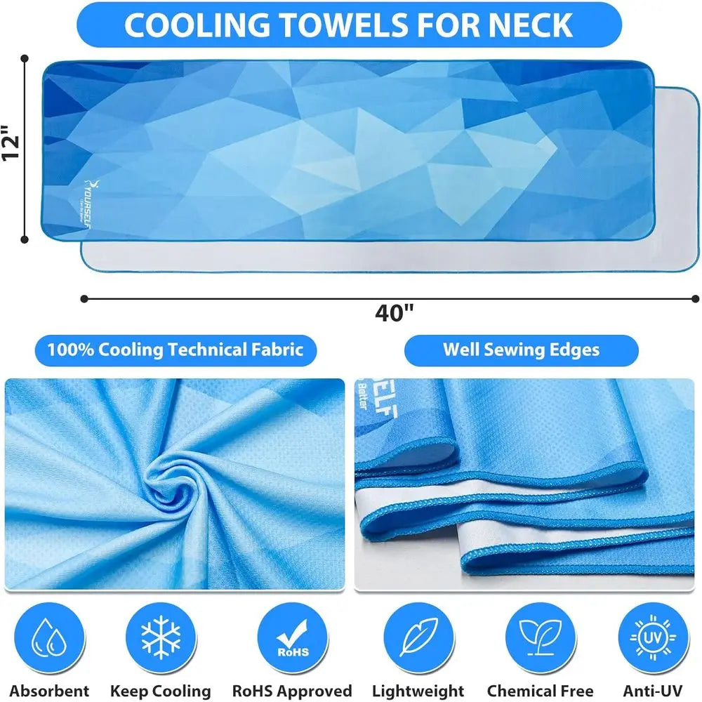 4-Pack 40 x 12 Cooling Towels for Hot Weather, Breathable Chilly Pads for Sports, Yoga, Gym, and Outdoor Activities