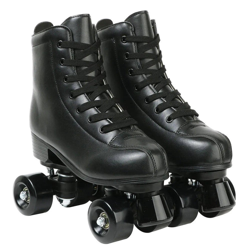 Outdoor Skating Sport Shoes PU Leather Roller Skates Skating Shoes Quad Skates Sneakers Beginner Men Women Roller Skating Shoes