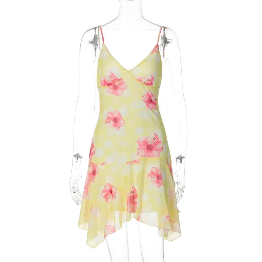 【New style】Women's clothing 2026 summer new style slim and sexy deep V pure desire style print halter backless dress