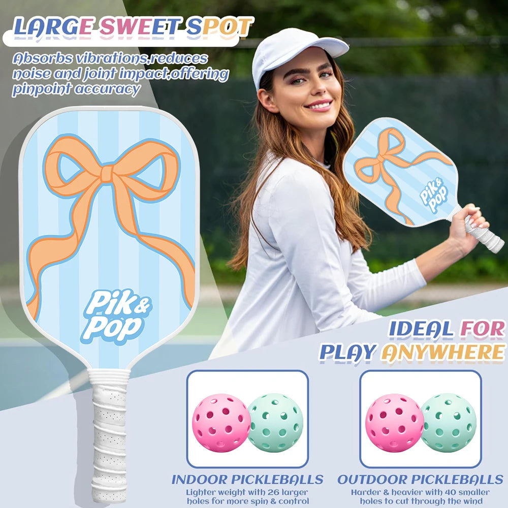 Pickleball Paddles Set of 2 with 4 Balls  Carry Bag  Premium Honeycomb Core Paddles for Indoor  Outdoor Play for Adults andYouth
