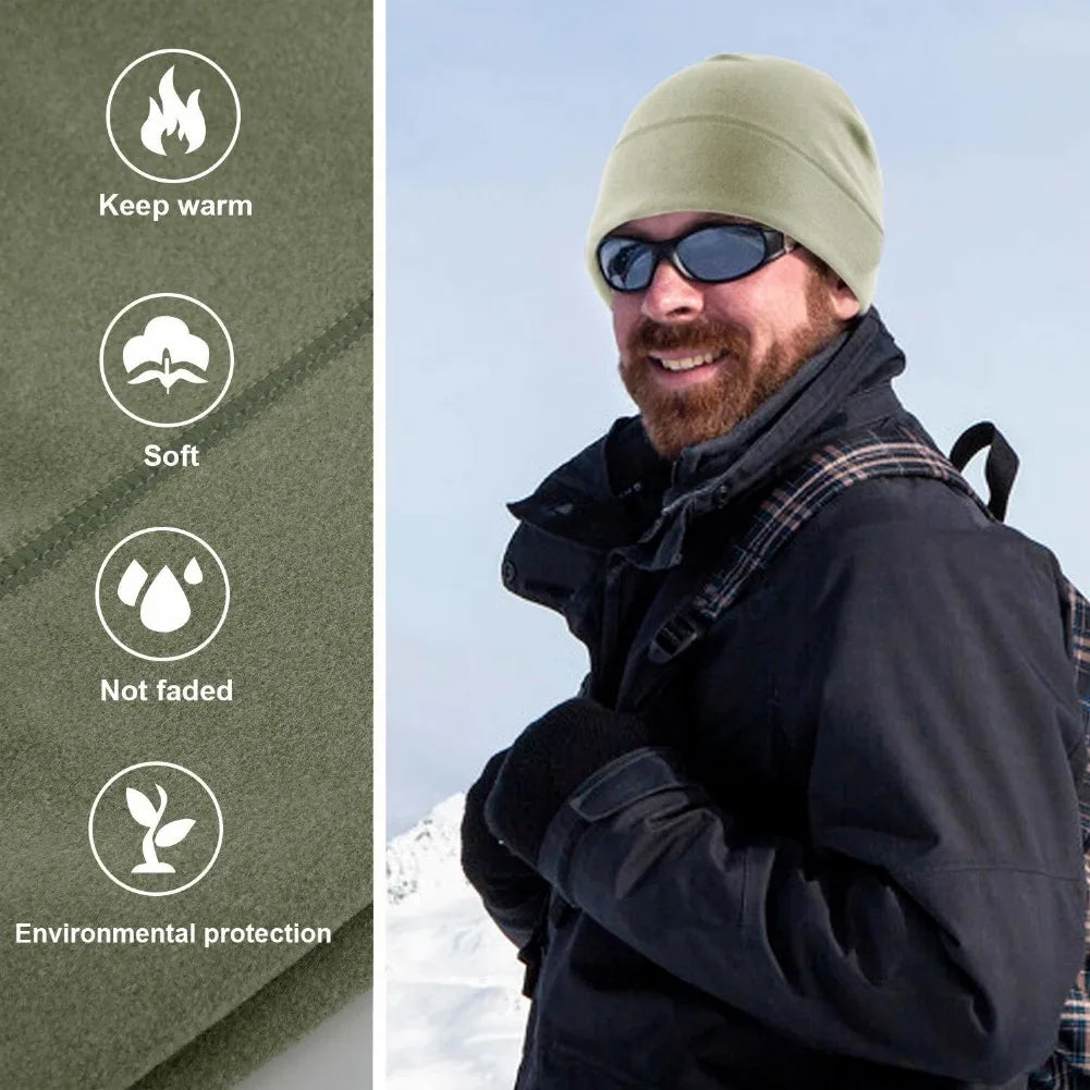 Winter Thermal Warm Skull Cap Windproof Fleece Hat Ski Running Cycling Beanie Hat for Men Women Helmet Liner Running Beanie Hat