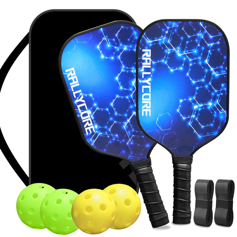 Pickleball Paddles Set of 2, Fiberglass Paddles with Friction Surface  Pickleball Rackets for Men & Women