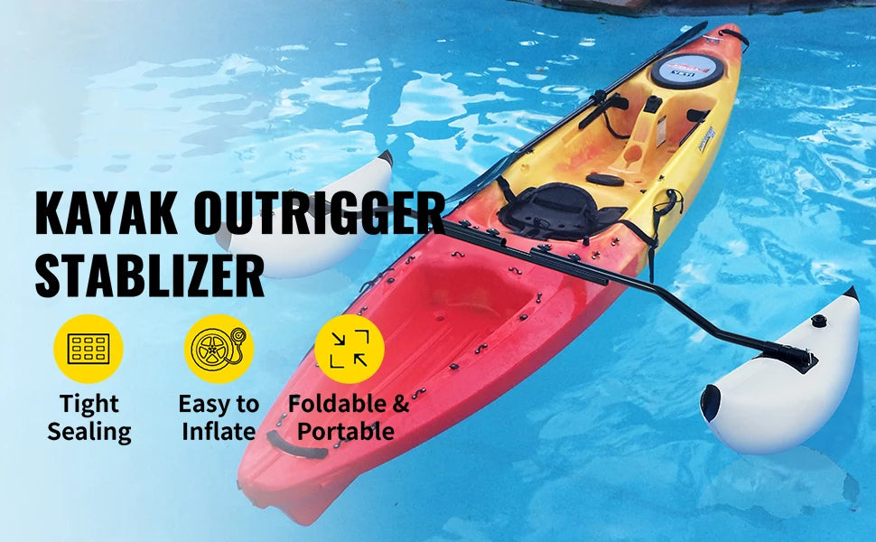 SucceBuy 2 PCS Kayak Outrigger Stabilizers PVC Inflatable Outrigger Float with Sidekick Arms Rod Fit for Canoes, Fishing Boats