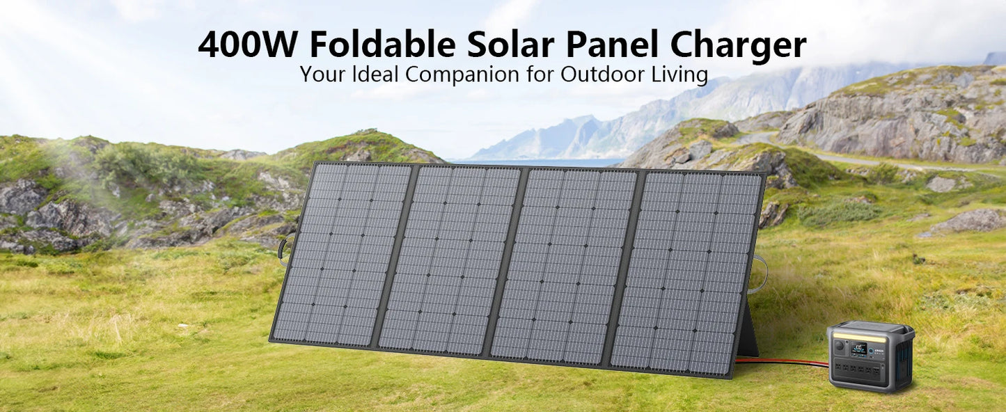 MHPOWOS 400W Lightweight Portable Solar Panel Power Backup 31V Foldable Solar Charger for Outdoor Activities RV Camping Off-Grid
