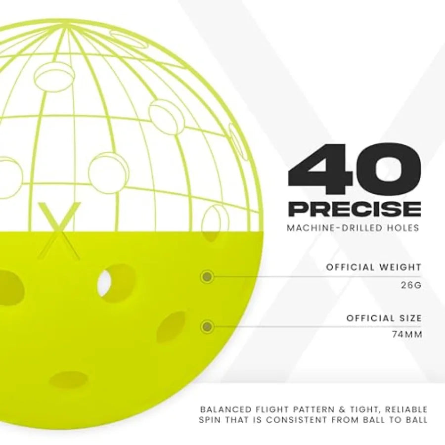 X-40 Outdoor Pickleballs - Official Ball of USA Pickleball APP Tour + US Open - Regulation Size
