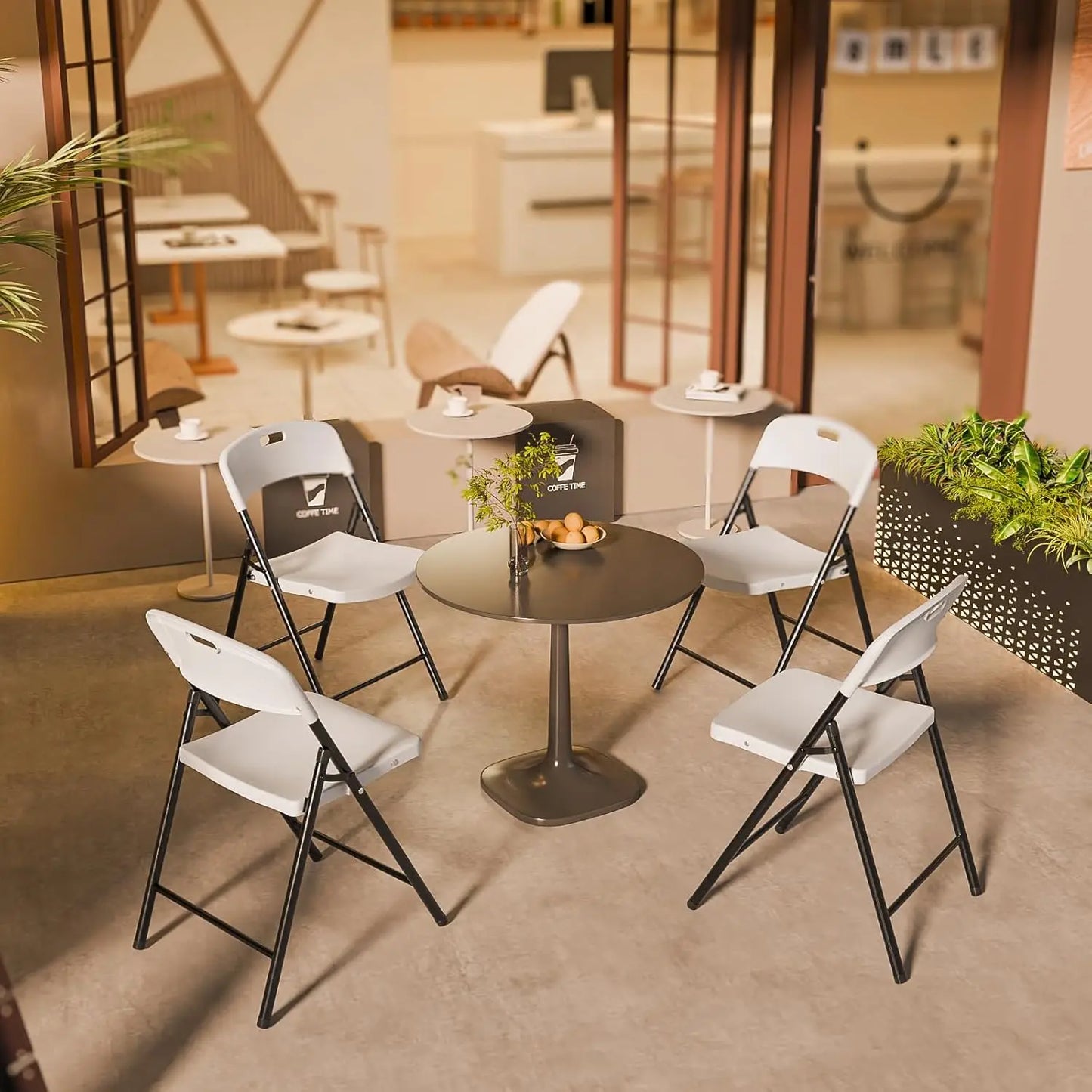 10-Pack White Plastic Folding Chairs, Portable Seat with Sturdy Steel Frame for Indoor & Outdoor Use, Perfect for, Customized