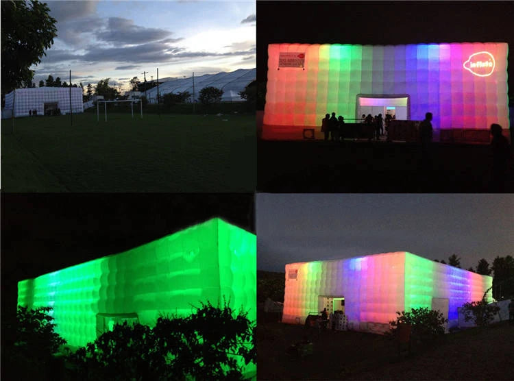 26FT Large LED Inflatable Air Club Tent House with Blower Inflatable Lighting Nightclub Tent For Party Event Rental Business