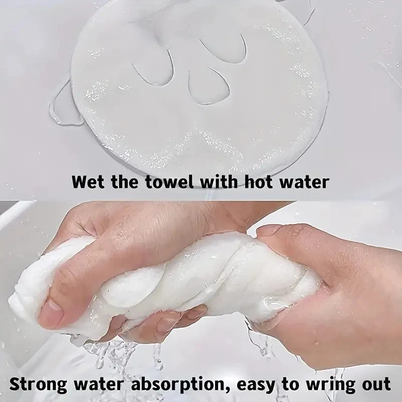 5 piece reusable cold and hot compress facial towel facial mask | Thickened steam SPA facial towel with eye holes, no fragrance, no electricity, moisturizing and deep cleaning, suitable for sensitive skin.