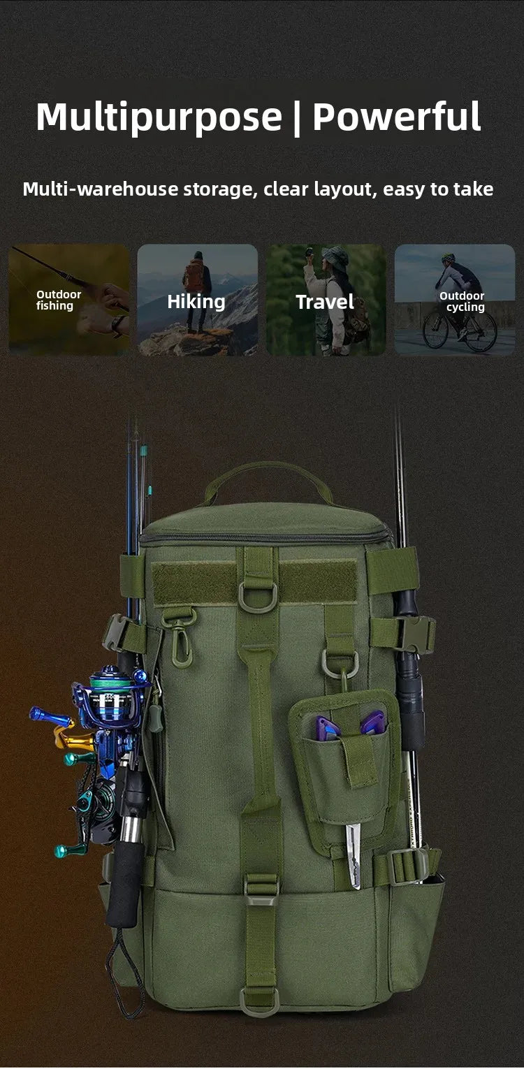 Multifunctional Fishing Backpack for Men Large Capacity Rod Storage Shoulder Bag Outdoor Sports Fish Equipment Storage Pack 2028