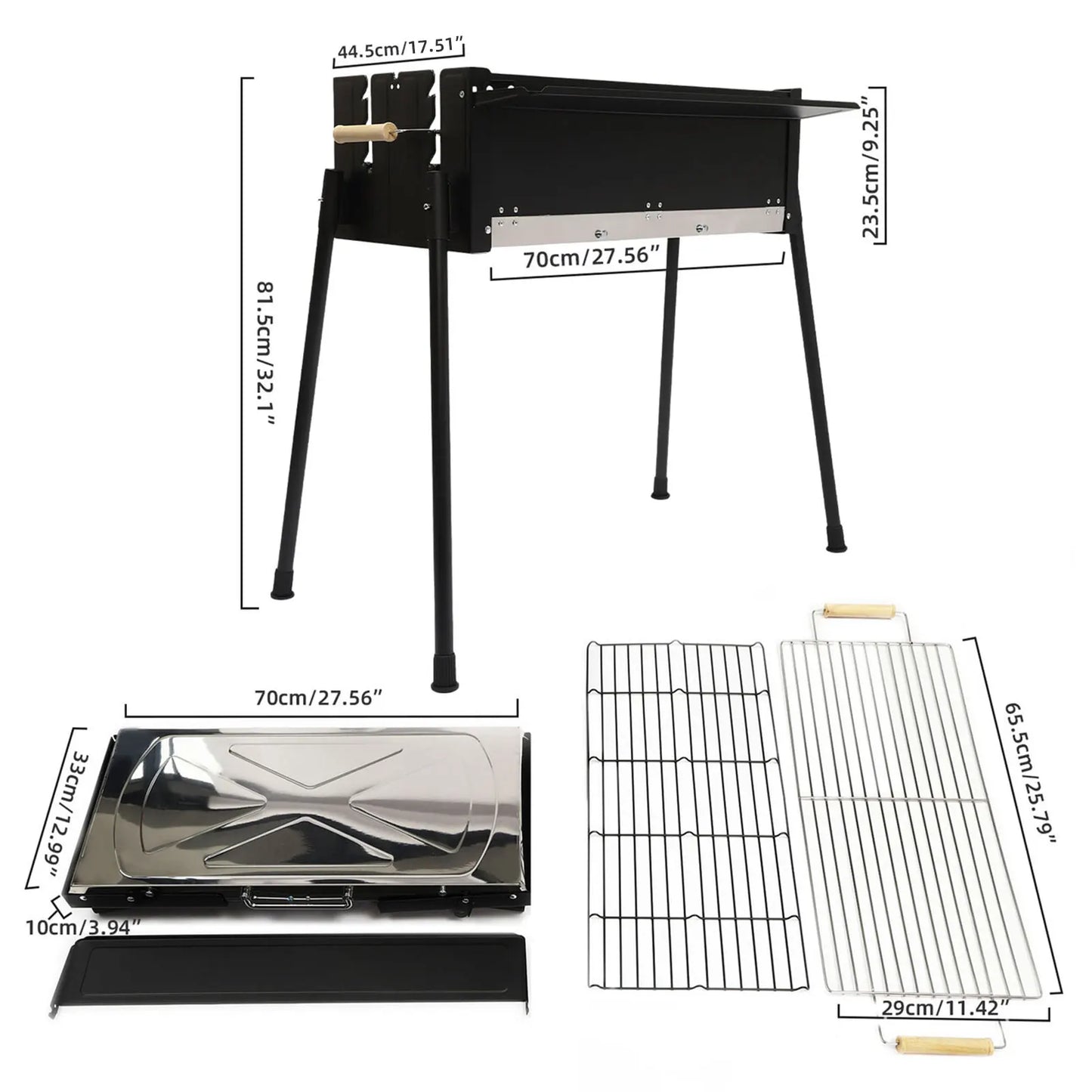 Barbecue Charcoal Grill Stainless Steel Folding Portable BBQ Tool Kits for Outdoor Cooking Camping or Any Outdoor Event