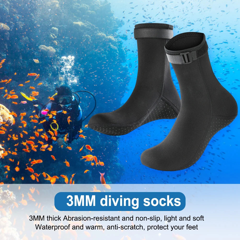 3mm Diving Surfing Boots Winter Warm Unisex Thermal Beach Sock Anti Slip Neoprene Wearable Portable Lightweight for Water Sport