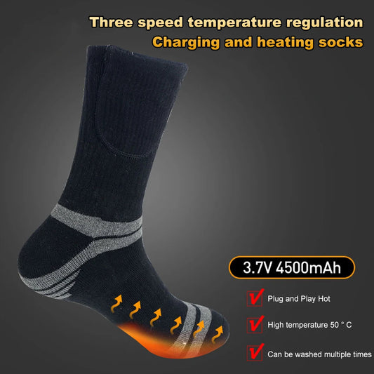 Unisex Electric Heated Socks Washable Rechargeable Heated Socks Cozy Thickened for Outdoor Sports Skiing(not include battery)
