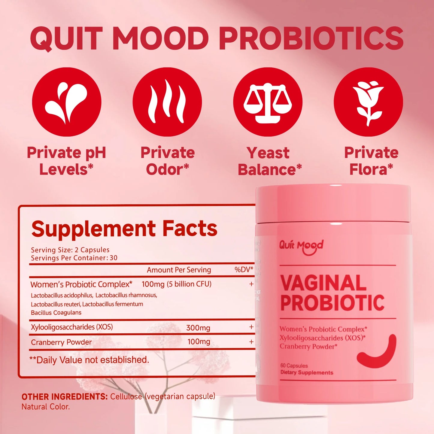 Probiotics for Women PH Balance with Prebiotics and Lactobacillus Probiotic Blend - Promote Healthy Odor and Flora