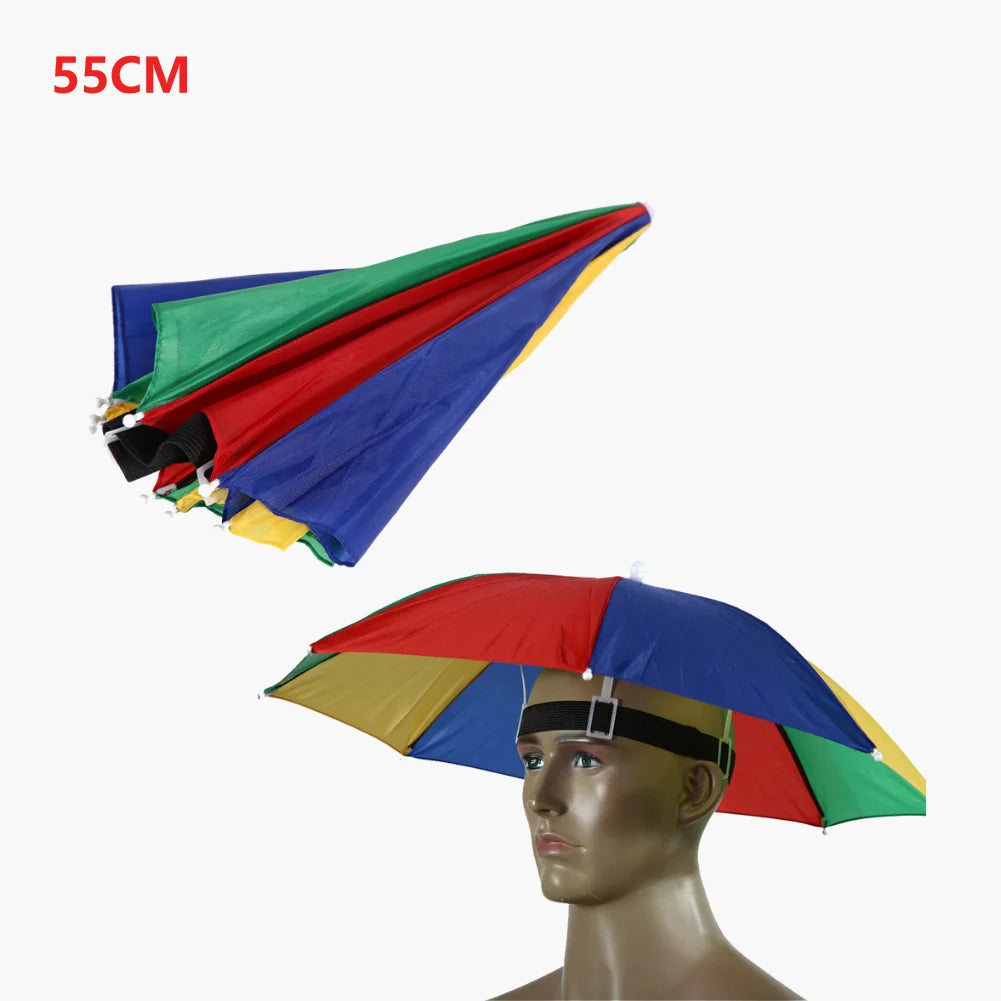 Outdoor Foldable Head Umbrella Hat Headwear Sun Cap Rainproof Anti-Sun Fishing Golf Cycling Hiking Camping Shade Umbrella Hat