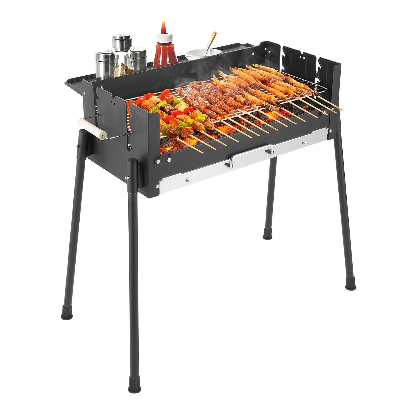 Barbecue Charcoal Grill Stainless Steel Folding Portable BBQ Tool Kits for Outdoor Cooking Camping or Any Outdoor Event
