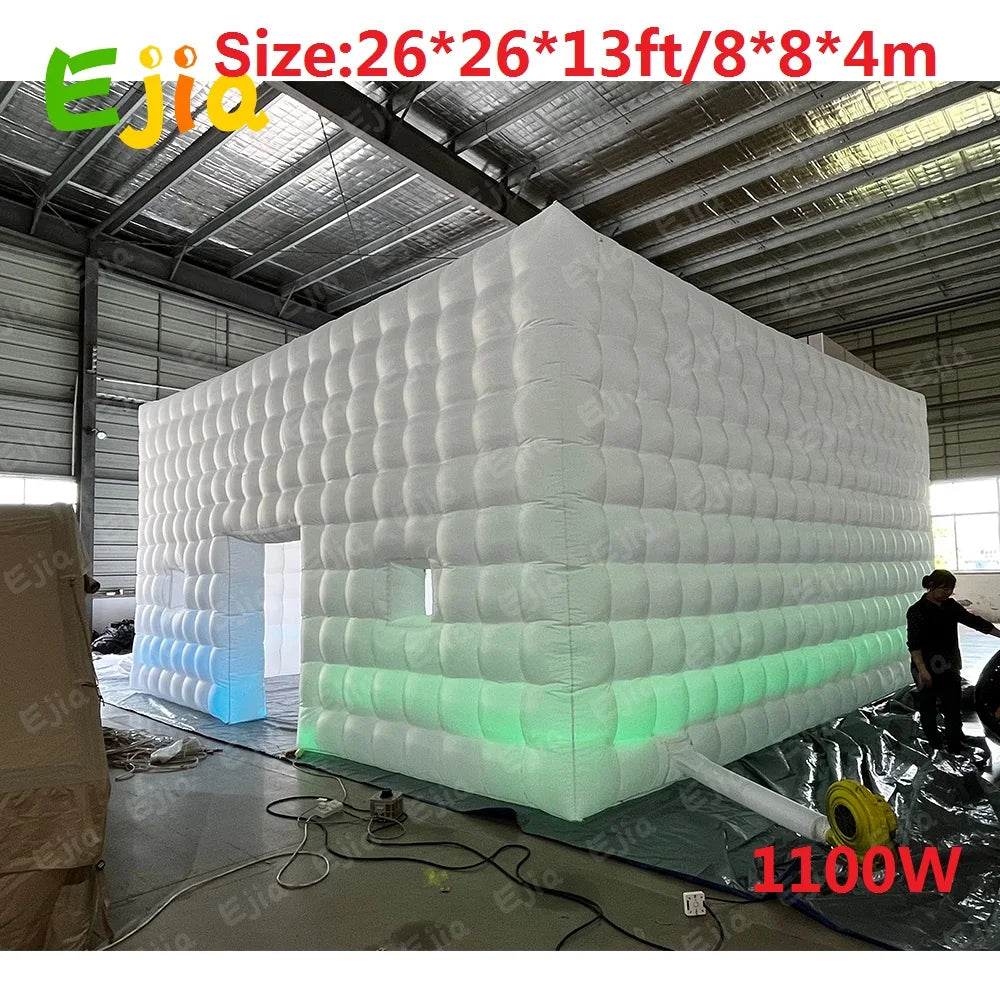 26FT Large LED Inflatable Air Club Tent House with Blower Inflatable Lighting Nightclub Tent For Party Event Rental Business