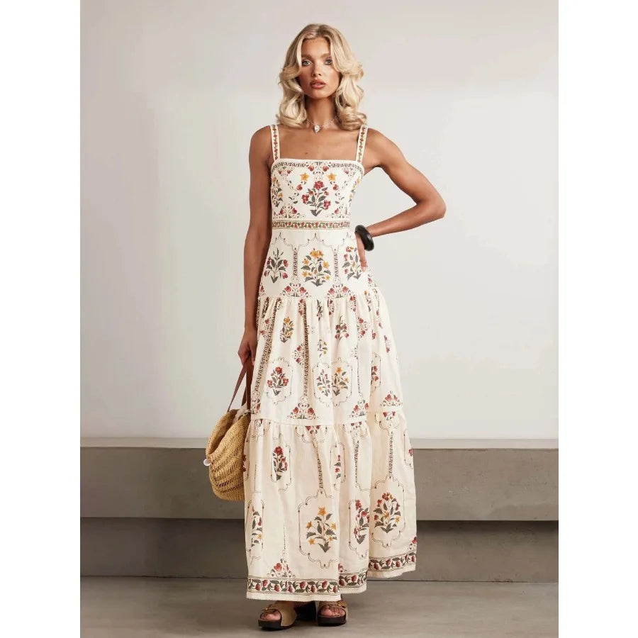 【New style】European and American - 2026 new bohemian style high-waist large skirt summer seaside vacation loose slimming dress