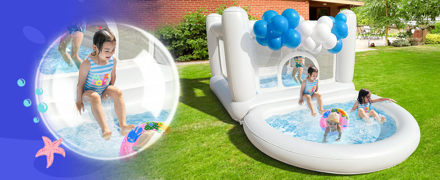Sold out White Bounce House with Pump Kids Ball Pit Bounce House for Kids 3-6 Birthday Indoor or Outdoor Playhouse Customization