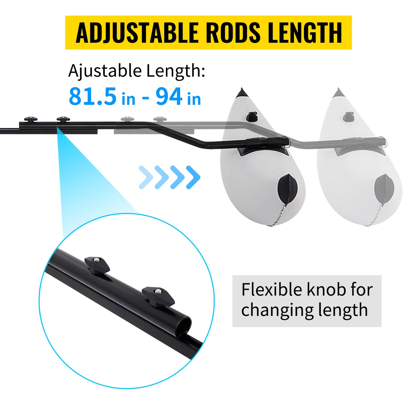 SucceBuy 2 PCS Kayak Outrigger Stabilizers PVC Inflatable Outrigger Float with Sidekick Arms Rod Fit for Canoes, Fishing Boats