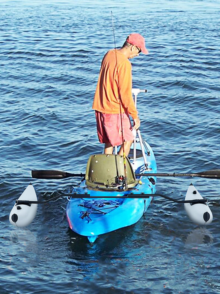 SucceBuy 2 PCS Kayak Outrigger Stabilizers PVC Inflatable Outrigger Float with Sidekick Arms Rod Fit for Canoes, Fishing Boats