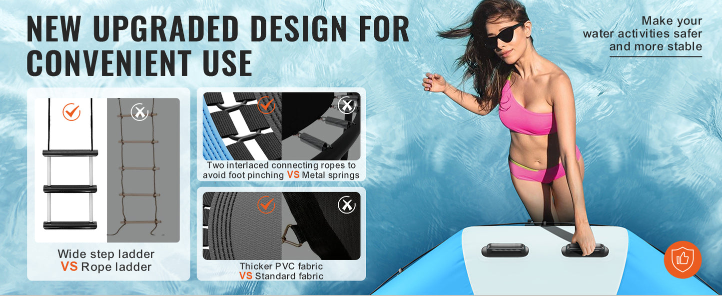 VEVOR Inflatable Water Bouncer 10ft Recreational Water Trampoline Portable Bounce Swim Platform Kids Adults Floating Rebounder