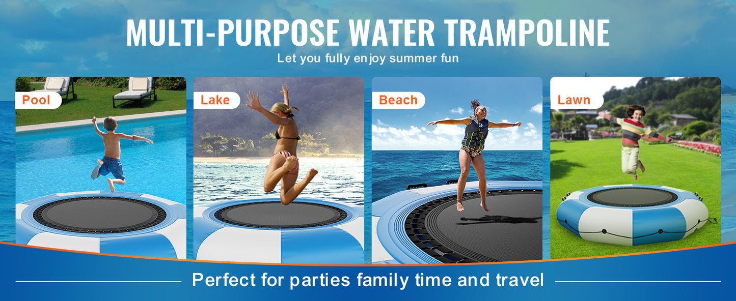 VEVOR Inflatable Water Bouncer 10ft Recreational Water Trampoline Portable Bounce Swim Platform Kids Adults Floating Rebounder